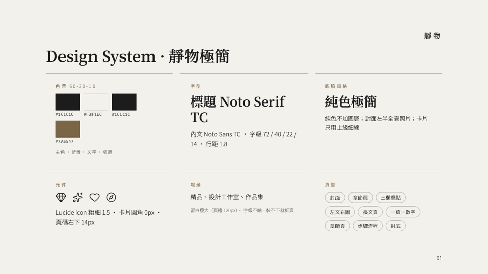 靜物極簡 Design System 頁